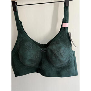46B NWT CACIQUE Hunter Green Lace Unlined Full Coverage Bra No Wire